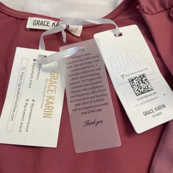 Grace Karin Mauve V-Neck Ruched Blouse - Picture 4 of 4